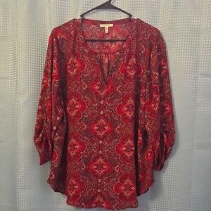 Maurices Red and Black Paisley Blouse